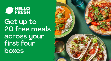A table spread of food made with HelloFresh’s meal kit