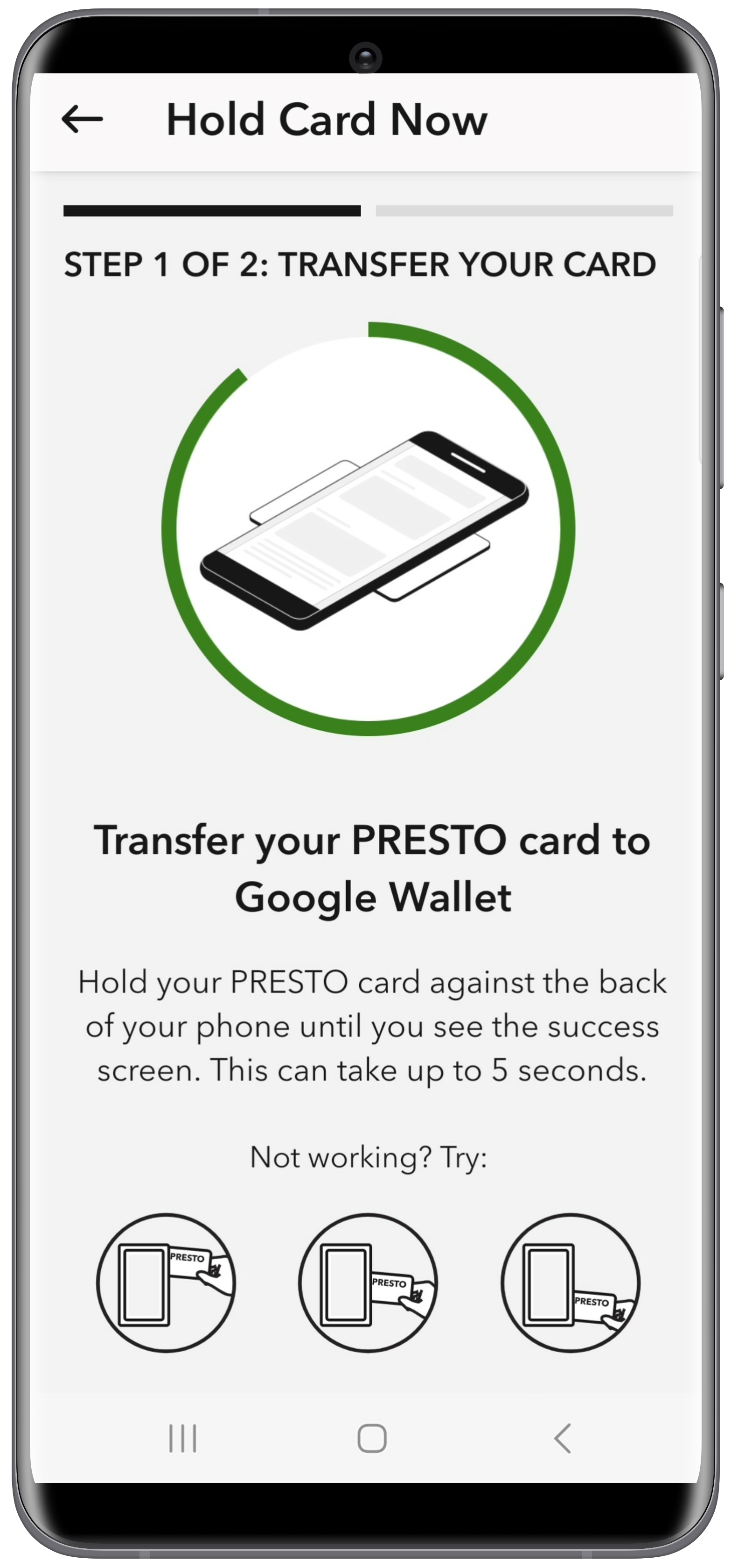 How to convert a physical PRESTO card using the PRESTO app Step 4 Screenshot