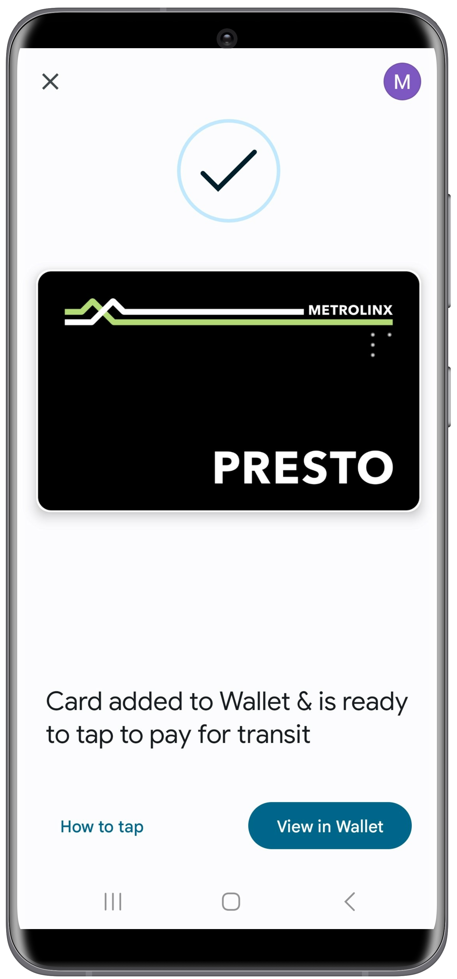 How to convert a physical PRESTO card using the PRESTO app Step 6 Screenshot