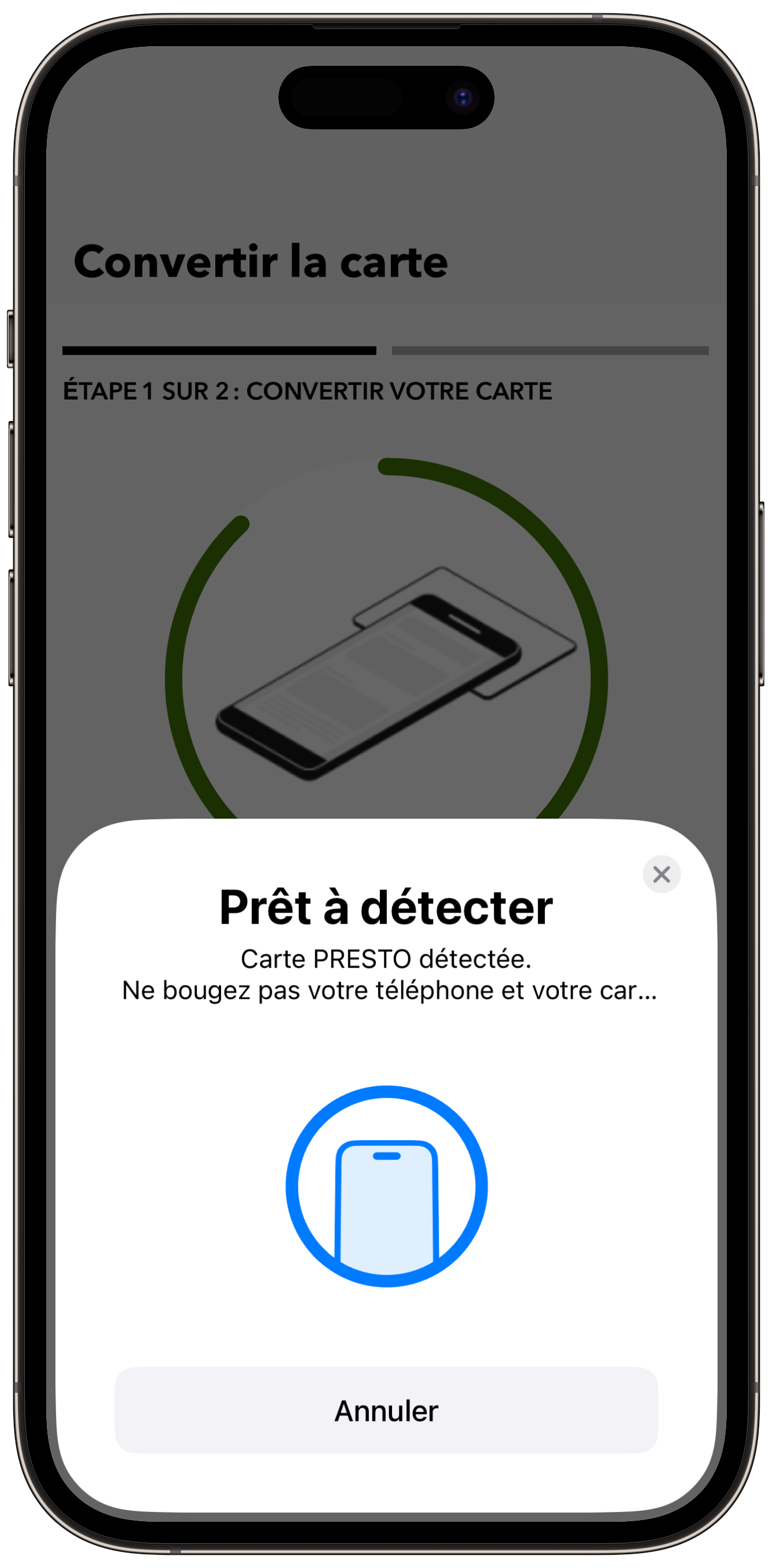 Comment convertir une carte PRESTO physique à l'aide de l'application PRESTO 4 étape capture d'écran