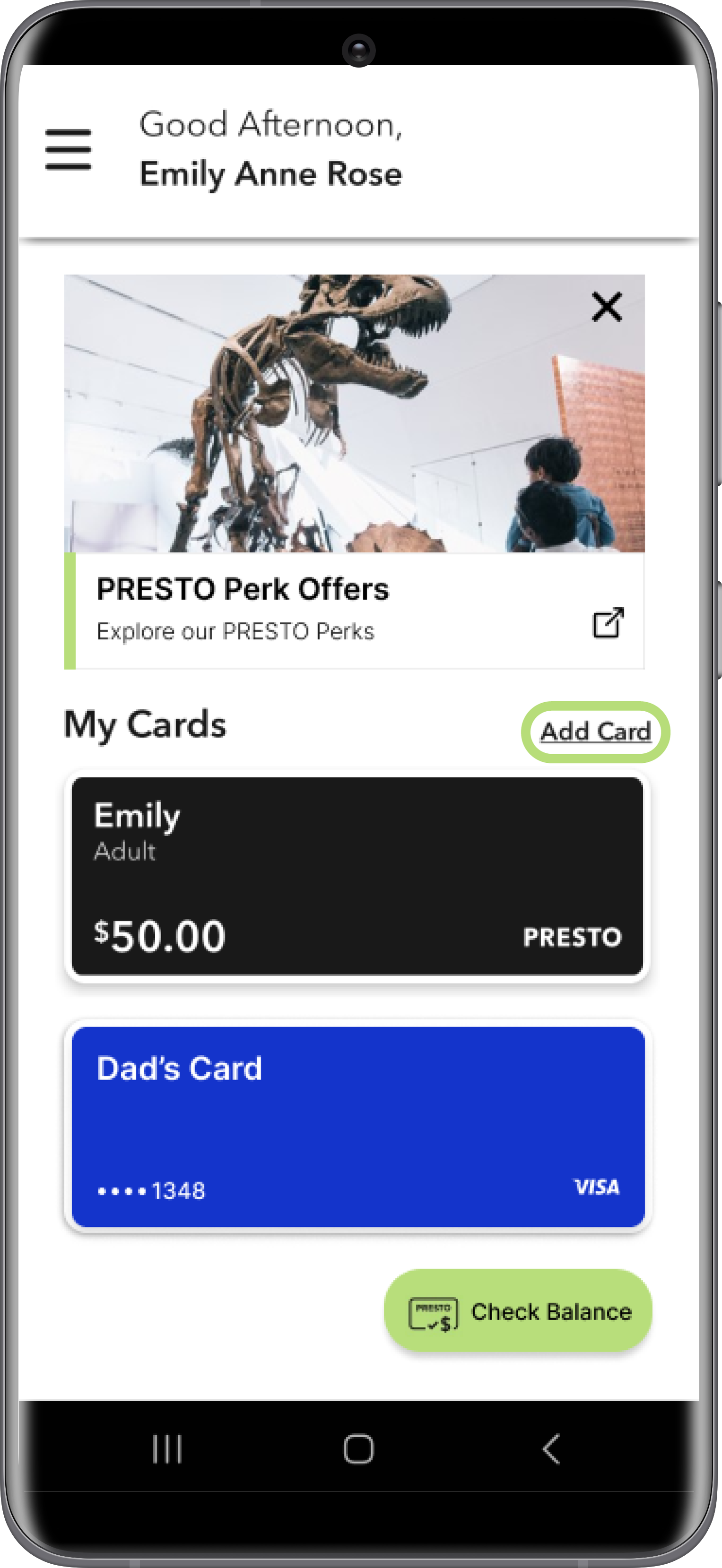 Get a new PRESTO card in Google Wallet using the PRESTO app Step 1 Screenshot