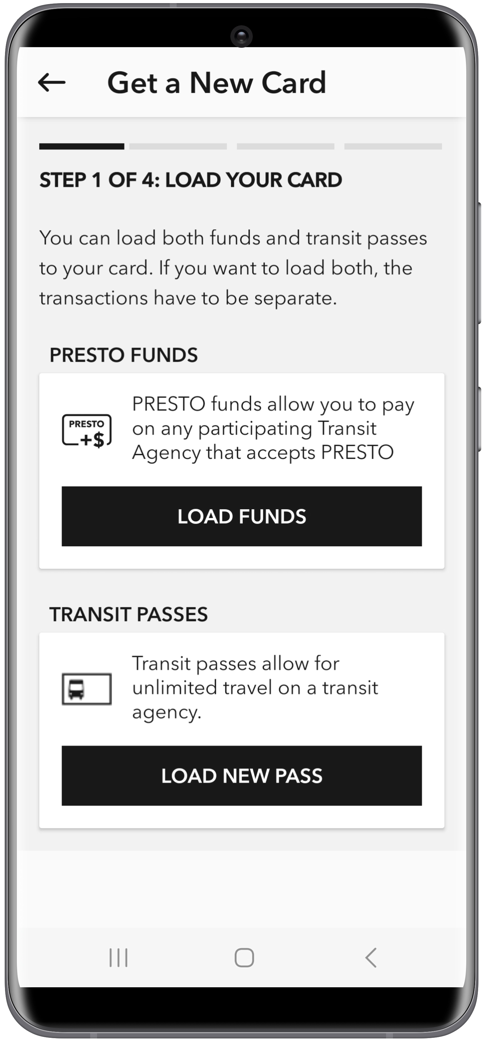 Get a new PRESTO card in Google Wallet using the PRESTO app Step 3 Screenshot